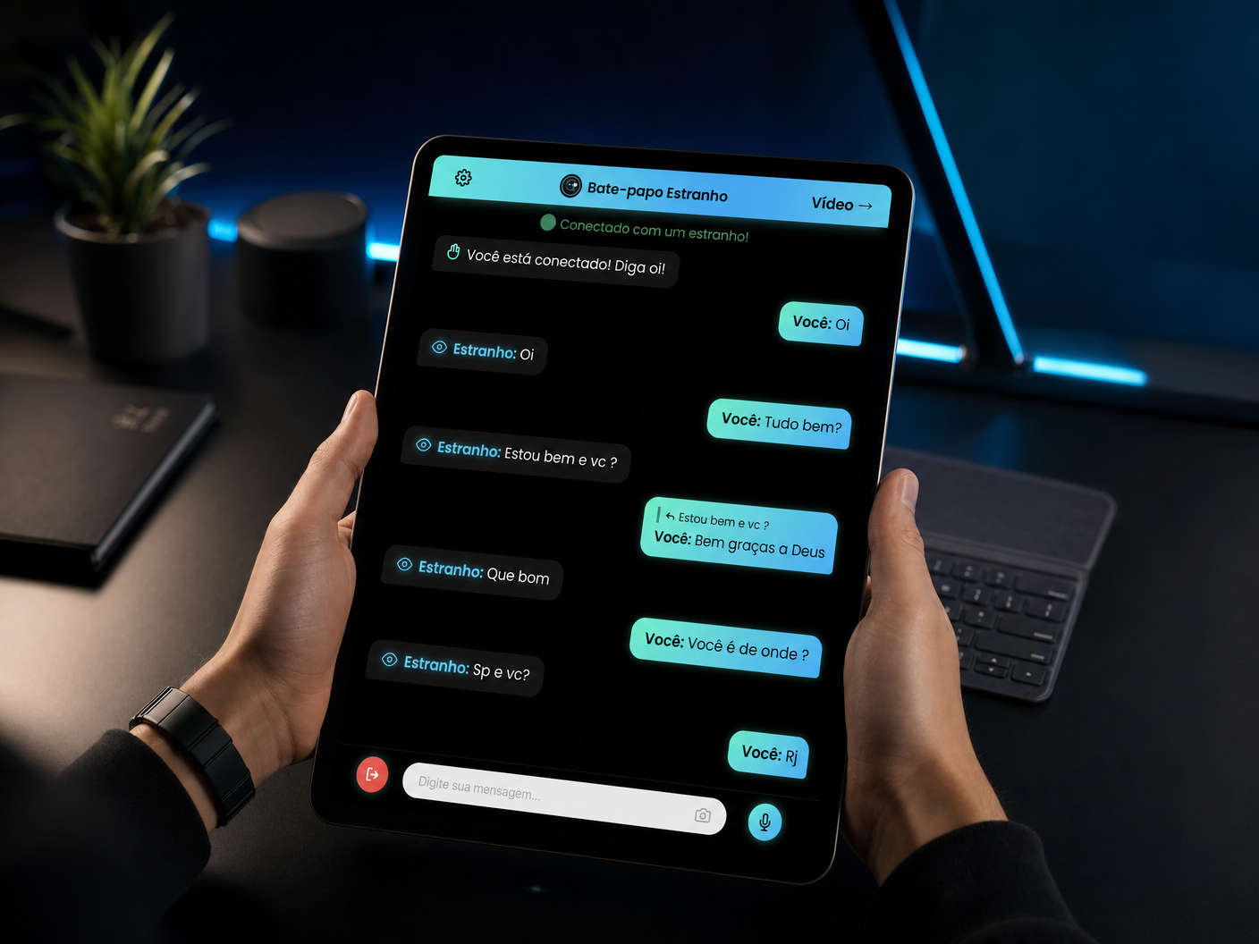 Bate-papo Estranho no tablet